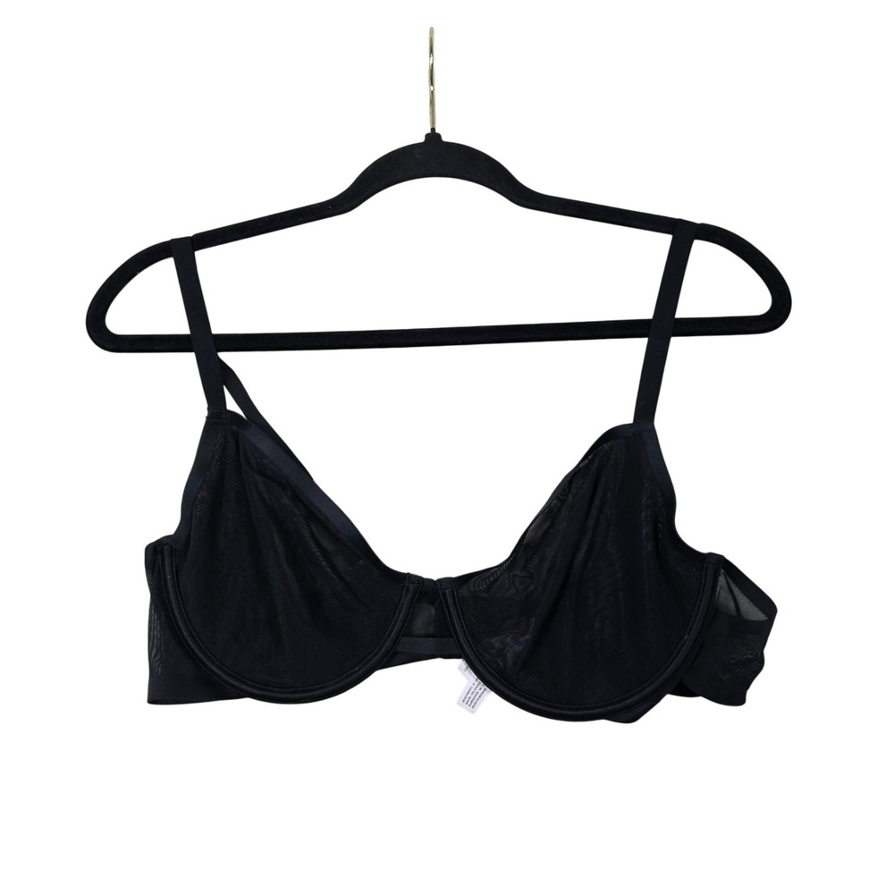 Auden Unlined Demi Bra Sheer Mesh Black Underwire 38B Lingerie, Minimalist, Sexy